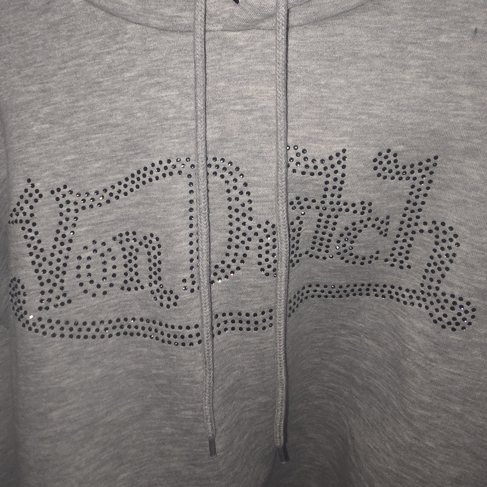 🆕️True Religion Gray Rhinestone Cropped Hoodie ✨ Y2K Streetwear - Picture 3 of 9